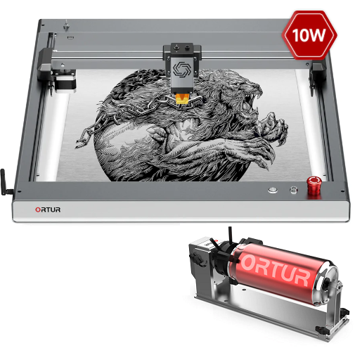 Ortur Laser Master 3 10W Laser Cutter/Engraver+ Y-Axis Rotary Chuck Roller Bundle